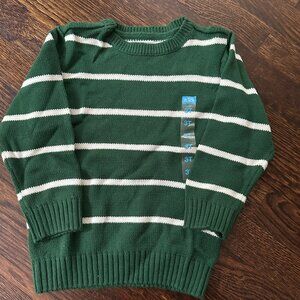 Children's Place Green & White Crewneck Sweater 3T